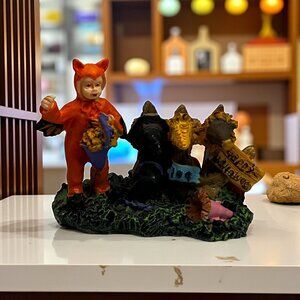 Halloween Village Figurine With Trick Or Treating Child Miniature Resin